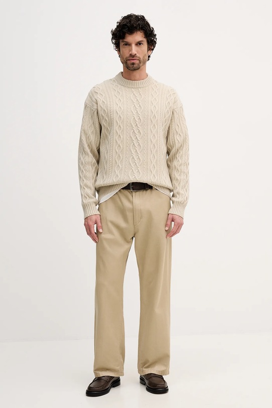 BOSS Orange sweter wełniany 50548689 beżowy AW25