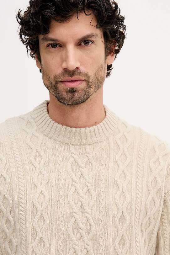 BOSS Orange sweter wełniany beżowy 50548689