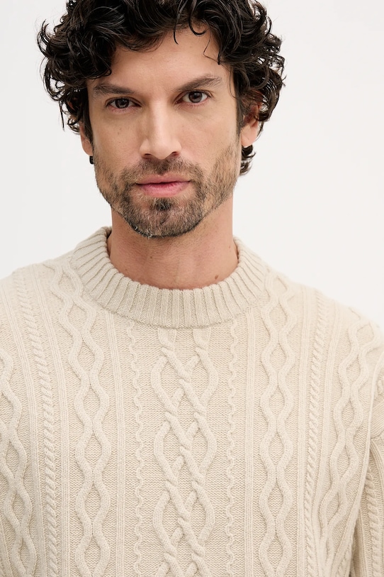 BOSS Orange sweter wełniany beżowy 50548689