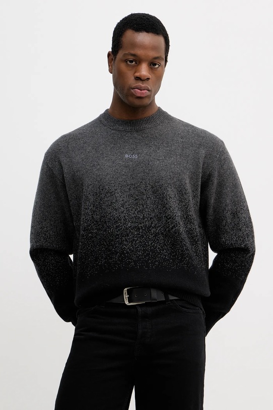 BOSS Orange sweter wełniany okrągły szary 50548701