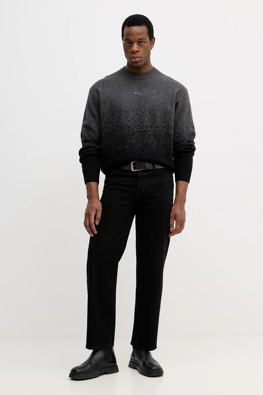 BOSS Orange sweter wełniany 50548701 szary AW25