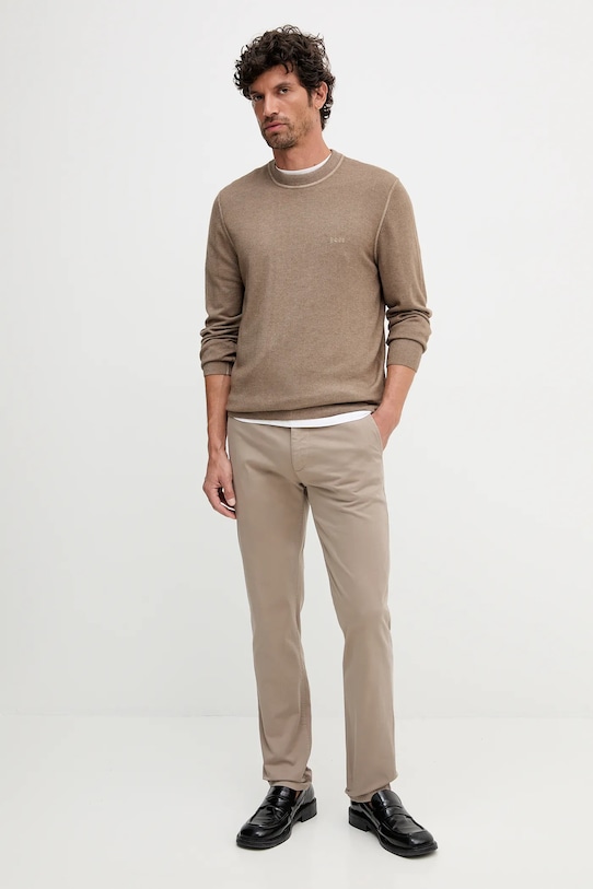 BOSS Orange sweter wełniany 50550534 beżowy AW25