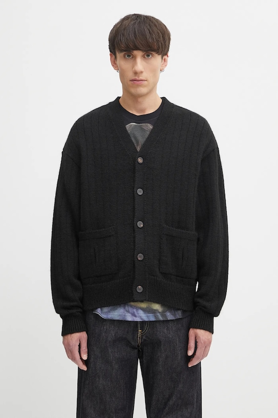 Visvim kardigan z wełną knit cardigan gruba czarny 125105012001