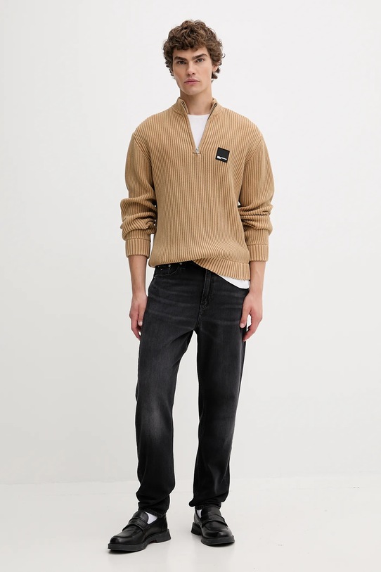 Karl Lagerfeld Jeans sweter bawełniany A4M18034 beżowy AW25