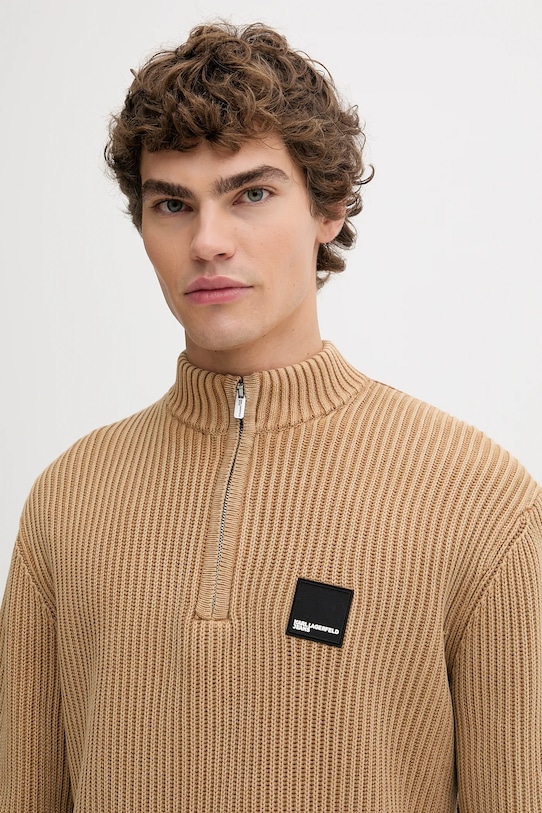 Karl Lagerfeld Jeans sweter bawełniany beżowy A4M18034