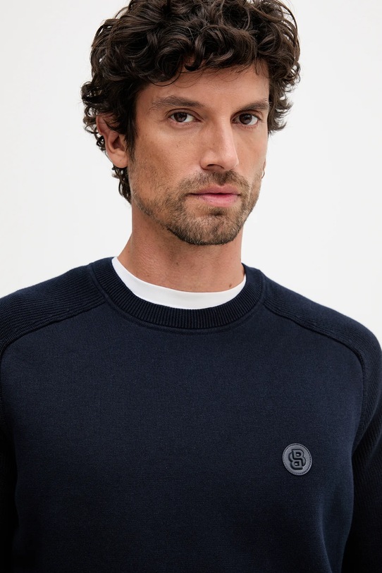 Pamučni pulover BOSS mornarsko plava 50543136