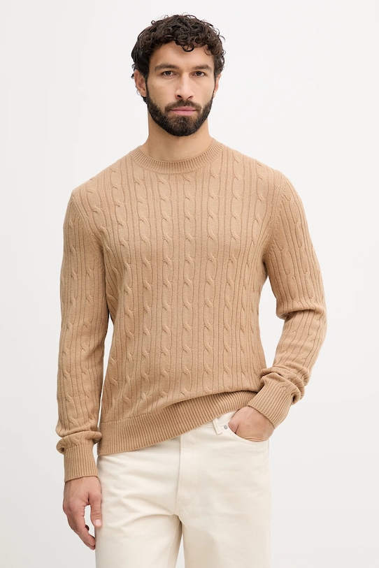 BOSS sweter z domieszką kaszmiru pozostałe beżowy 50549975