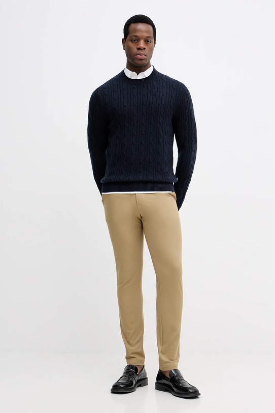 Πουλόβερ με μείγμα κασμίρ BOSS 50549975 σκούρο μπλε AW25