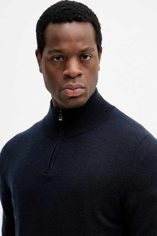 BOSS sweter wełniany granatowy 50549984