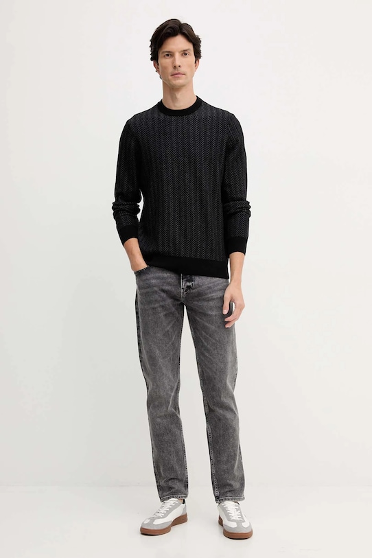 BOSS sweter z dodatkiem wełny 50549985 czarny AW25