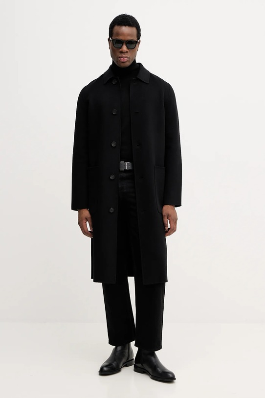 BOSS sweter z domieszką jedwabiu 50550015 czarny AW25