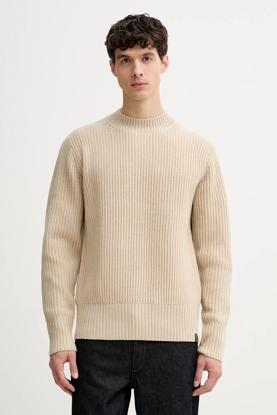 G-Star sweter z dodatkiem wełny okrągły beżowy D23731.E212