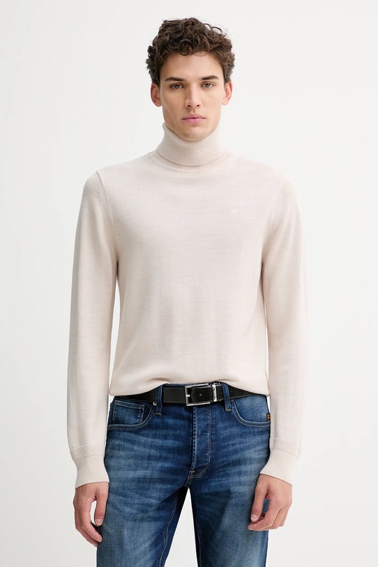 G-Star sweter wełniany 0 wełna beżowy D27706.B692