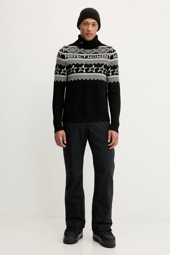 Perfect Moment sweter wełniany Fairisle M1000458 czarny AW25