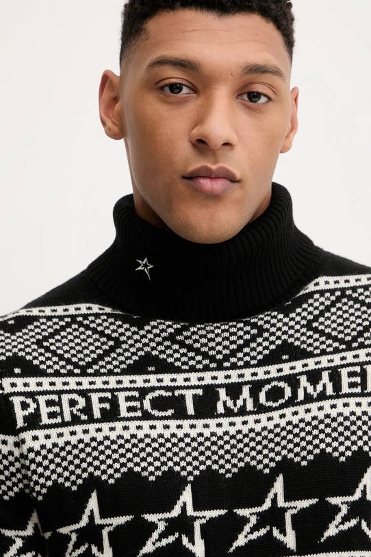 Perfect Moment sweter wełniany Fairisle czarny M1000458