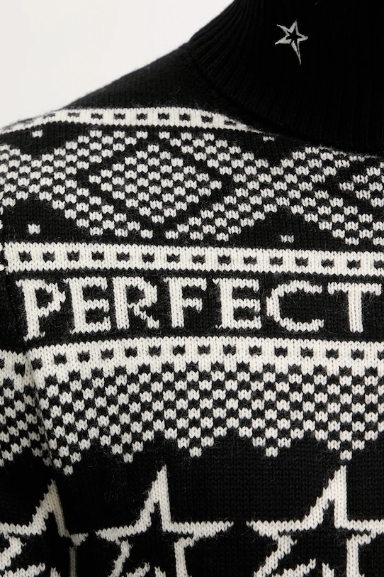 Perfect Moment sweter wełniany Fairisle M1000458 czarny