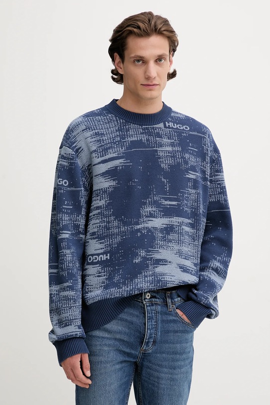 Hugo Blue pulover din amestec de lână subtiri bleumarin 50548834