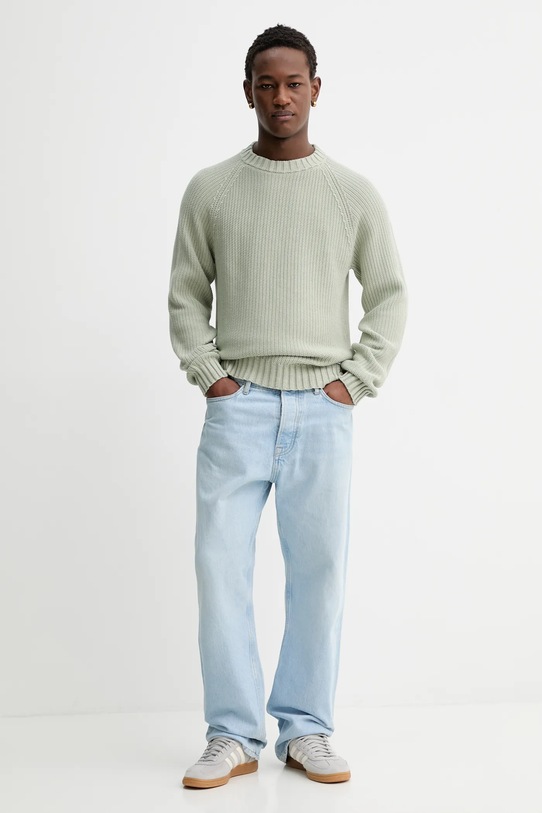 Hugo Blue sweter bawełniany 50551398 zielony AW25