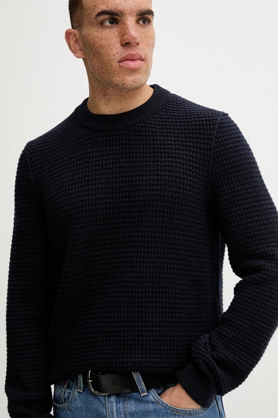 Marc O'Polo pulover din amestec de lână bleumarin 5000007326