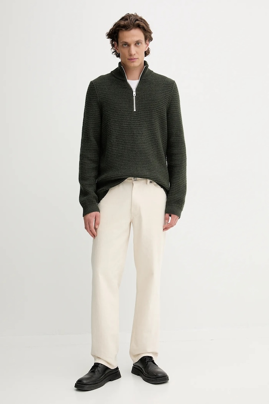 Marc O'Polo sweter z dodatkiem wełny 5000007327 zielony AW25