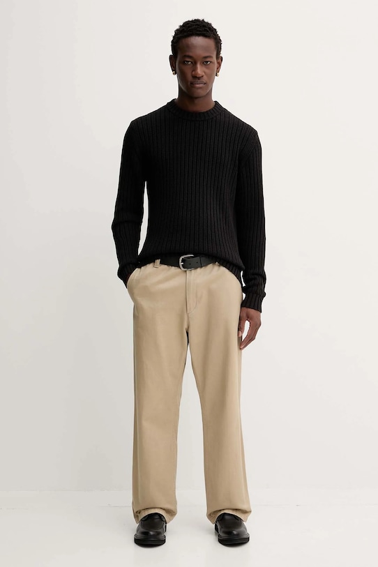 HUGO pamut pulóver 50546863 fekete AW25