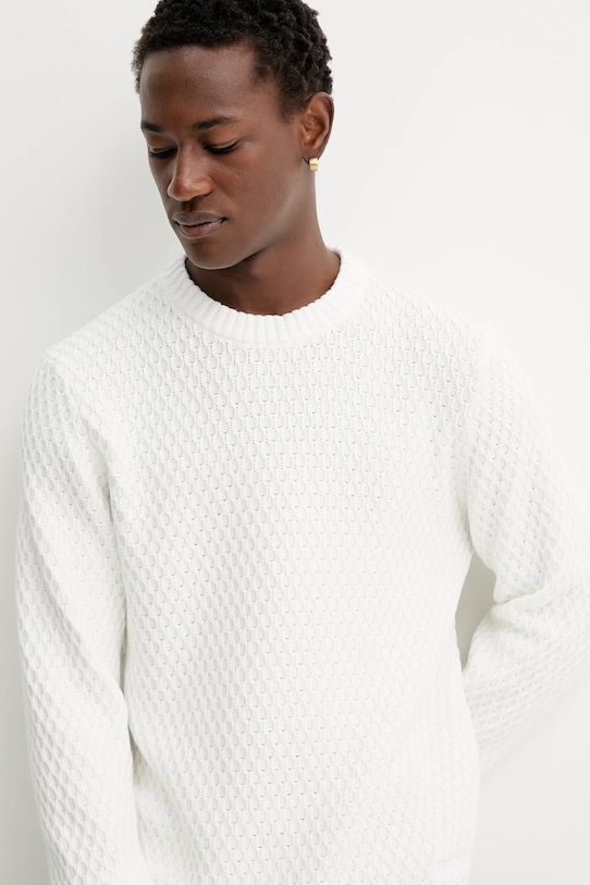 HUGO sweter bawełniany biały 50546995