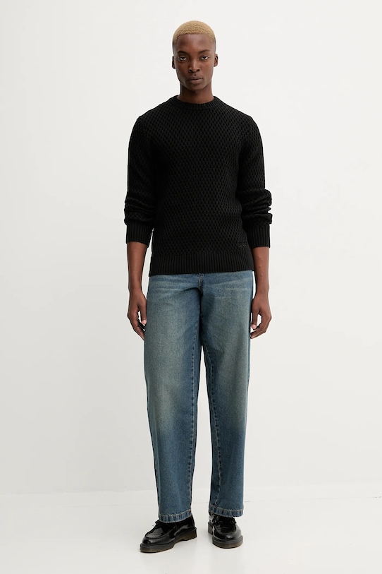 Хлопковый свитер HUGO 50546995 чёрный AW25