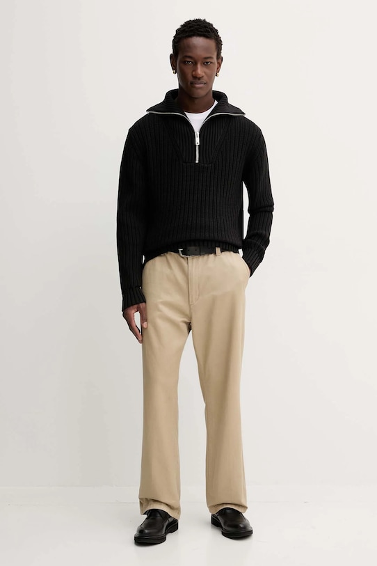 HUGO pamut pulóver 50547002 fekete AW25