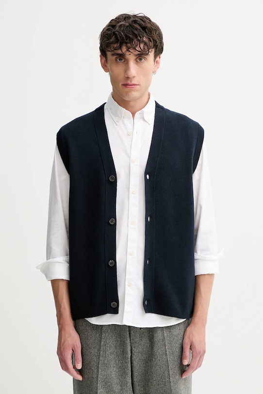 Marc O'Polo vestă din bumbac uni bleumarin 528501665000