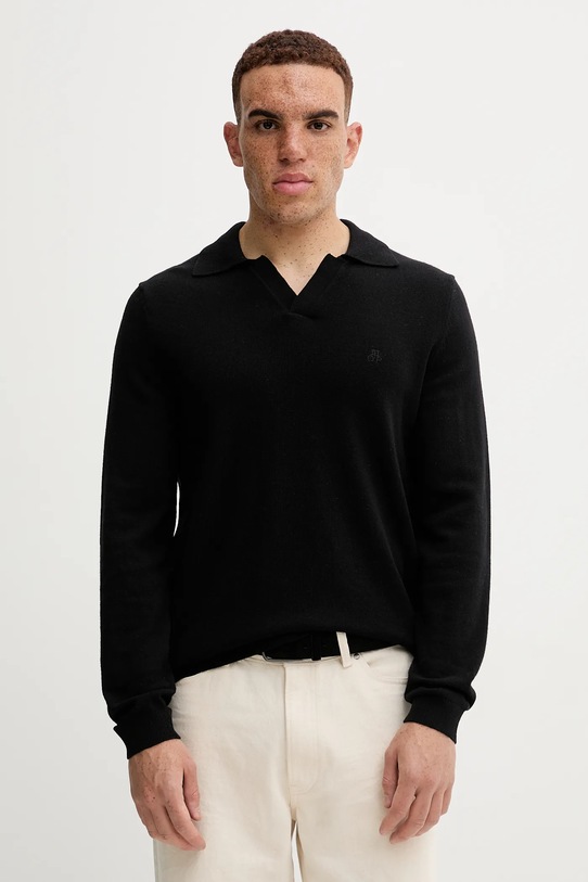 Marc O'Polo sweter z dodatkiem wełny szpic czarny 529514460150