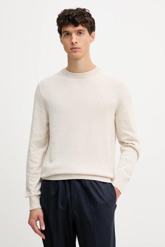 Marc O'Polo sweter z dodatkiem wełny okrągły beżowy 529514460504