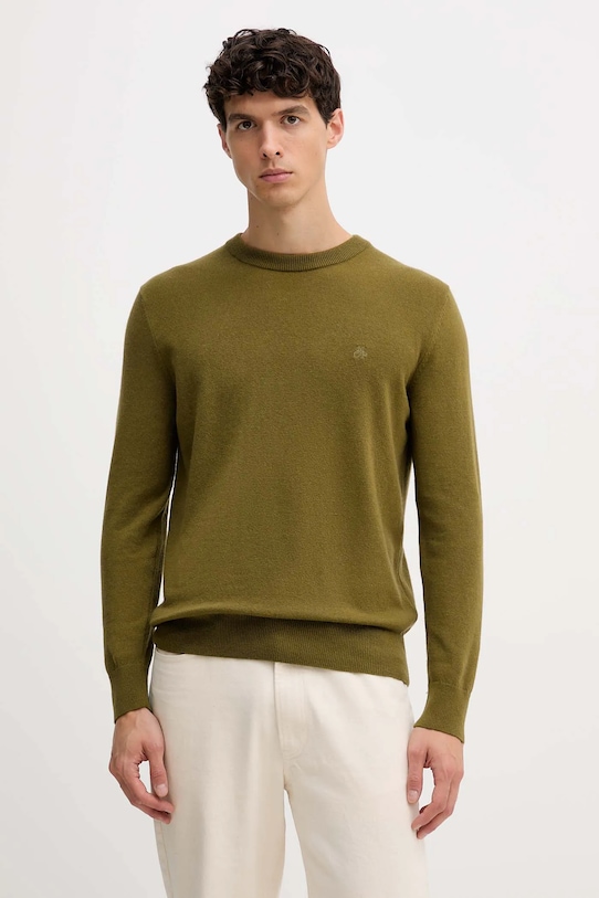 Marc O'Polo sweter z dodatkiem wełny okrągły zielony 529514460504