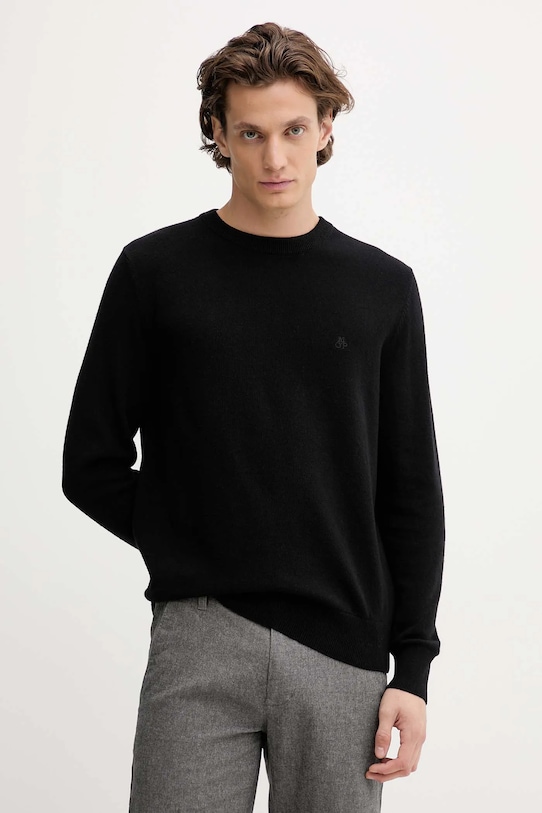 Marc O'Polo sweter z dodatkiem wełny okrągły czarny 529514460504