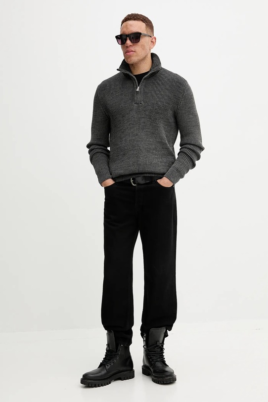 Marc O'Polo sweter z dodatkiem wełny M29507960118 szary AW25