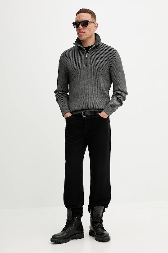 Marc O'Polo sweter z dodatkiem wełny M29507960118 szary AW25