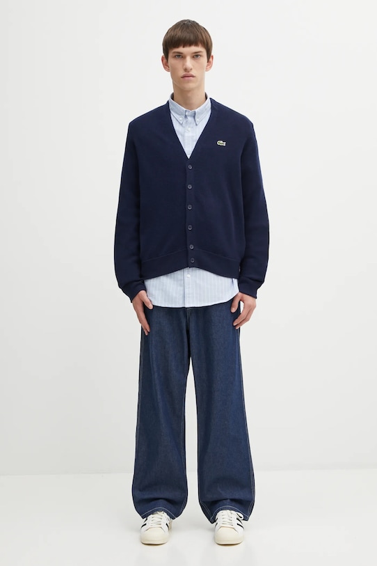 Lacoste cardigan din lână AH0397 bleumarin