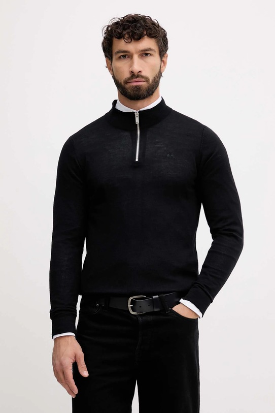 Lindbergh pulover de lână subtiri negru 30.800055