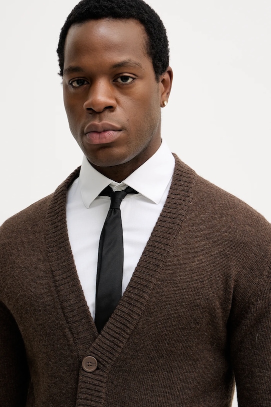 Lindbergh kardigan z dodatkiem wełny brązowy 30.800223