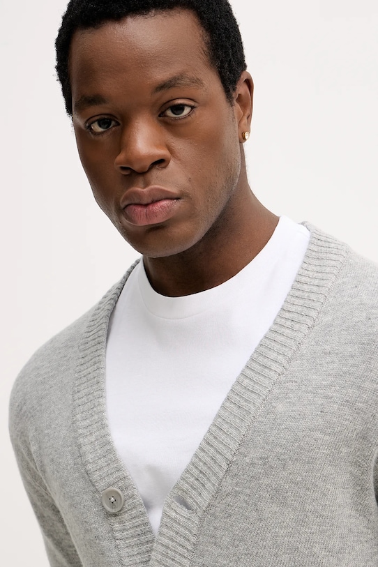 Lindbergh kardigan z dodatkiem wełny szary 30.800223