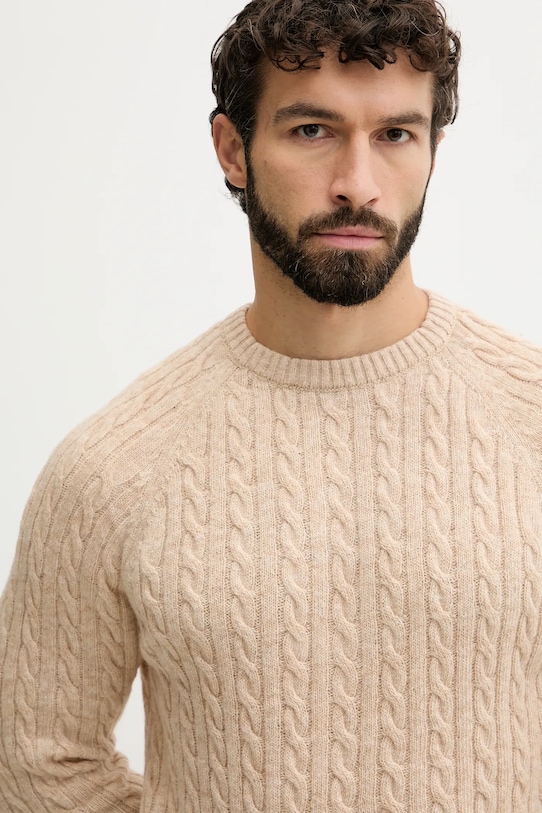 Lindbergh sweter z dodatkiem wełny beżowy 30.800227
