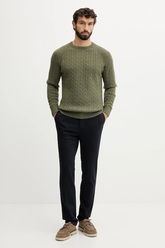 Lindbergh sweter z dodatkiem wełny 30.800227 zielony AW25