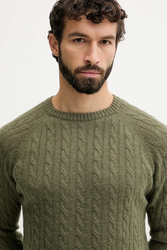 Lindbergh sweter z dodatkiem wełny zielony 30.800227