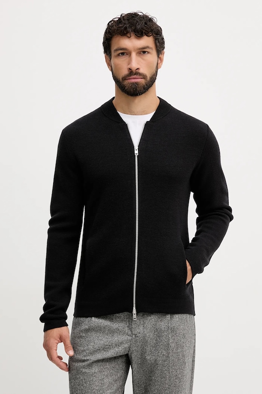 Lindbergh kardigan z dodatkiem wełny cienka czarny 30.825045