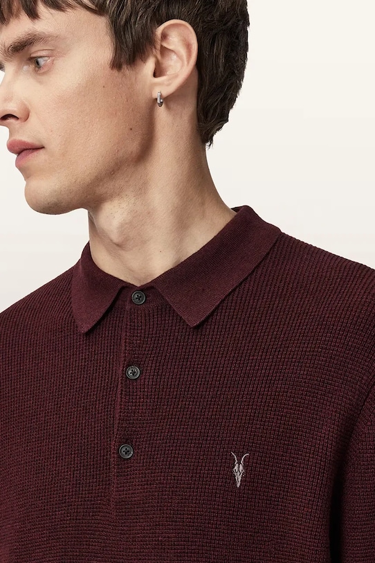 AllSaints pulóver gyapjúkeverékből ASPEN burgundia M095KB