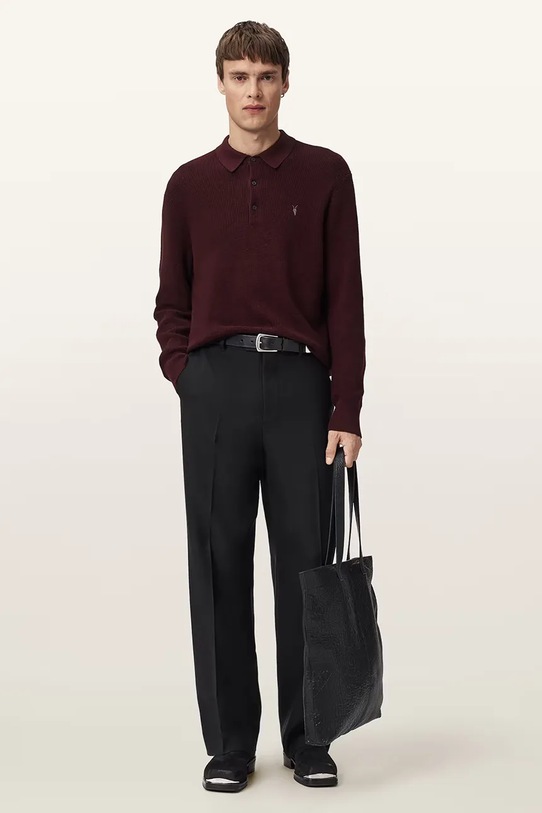 AllSaints sweter z dodatkiem wełny ASPEN M095KB brązowy