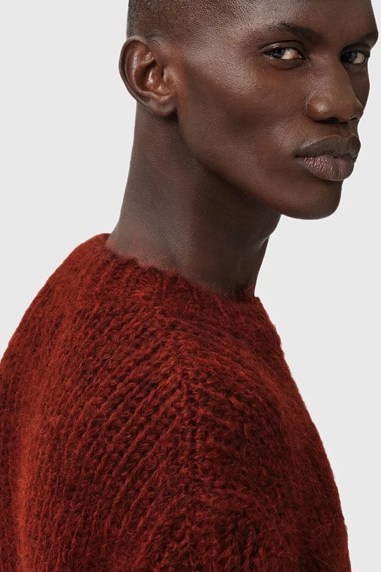 AllSaints sweter z dodatkiem wełny MYLES M050KD pomarańczowy AW25