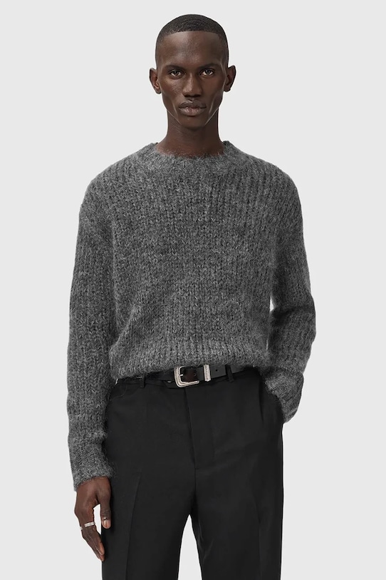 AllSaints sweter z dodatkiem wełny MYLES szary M050KD