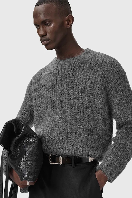 AllSaints sweter z dodatkiem wełny MYLES M050KD szary