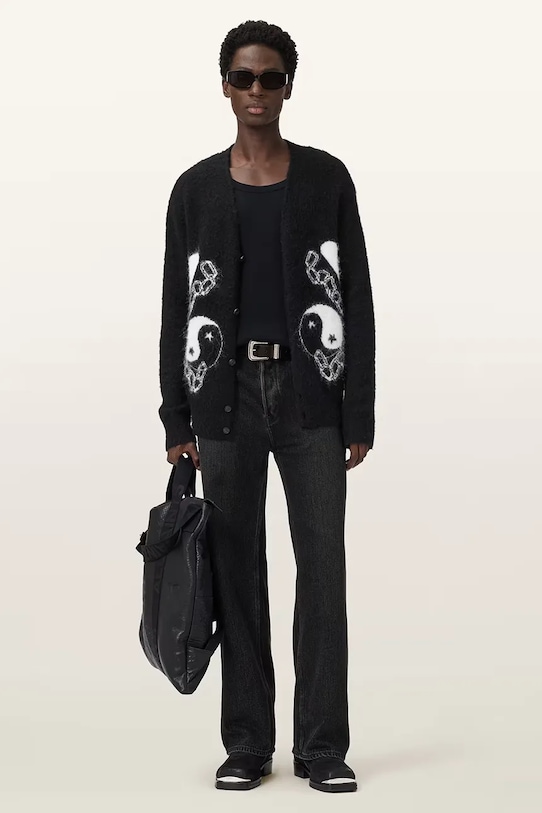 Oblečení Kardigan s příměsí vlny z alpaky AllSaints REFLECTION M011KD černá