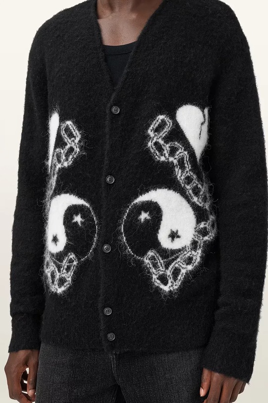 Kardigan s příměsí vlny z alpaky AllSaints REFLECTION M011KD černá